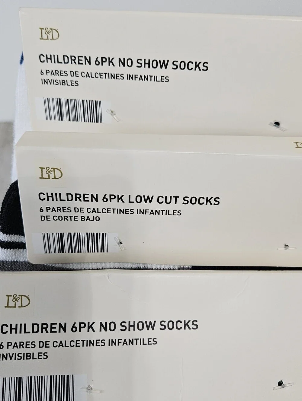 3 - 6 Packs Low Cut Socks Size L 6X Boys 12-14 Girls 8-10  No Show Socks by L&D